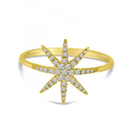 14K Yellow Gold Diamond Starburst Ring