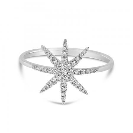 14K White Gold Diamond Starburst Ring