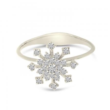 14K White Gold Diamond Snowflake Ring