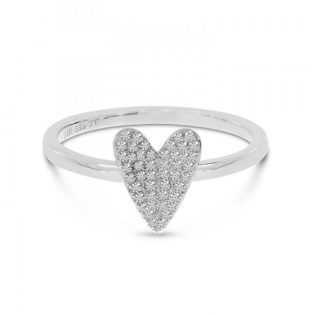 14K White Gold Diamond Heart Ring