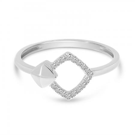 14K White Gold Diamond Open Square Ring