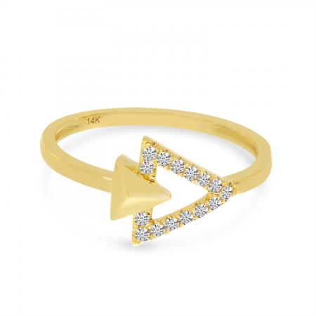 14K Yellow Gold Diamond Double Triangle Ring