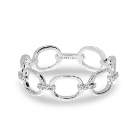 14K White Gold Diamond Link Ring