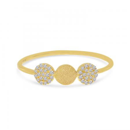 14K Yellow Gold Three Disc Diamond Stackable Ring