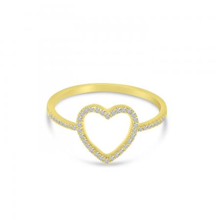 14K Yellow Gold Diamond Open Heart Ring