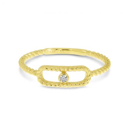 14K Yellow Gold Diamond Twist Paperclip Ring