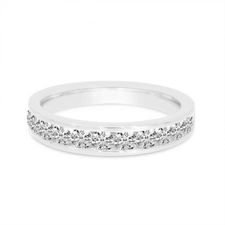 14K White Gold Diamond Channel Band