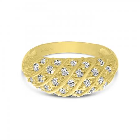 14K Yellow Gold Diamond Dome Ring