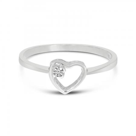 14K White Gold Petite Diamond Heart Ring