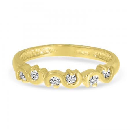 14K Yellow Gold Wave Diamond Ring