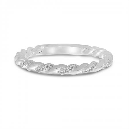 14K White Gold Diamond Twist Stackable Ring