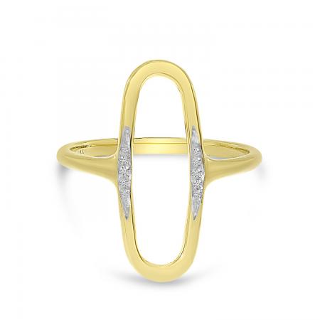 14K Yellow Gold North 2 South Open Oval Diamond Ring