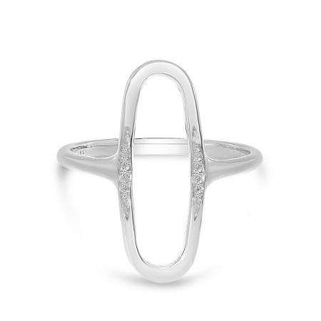 14K White Gold North 2 South Open Oval Diamond Ring