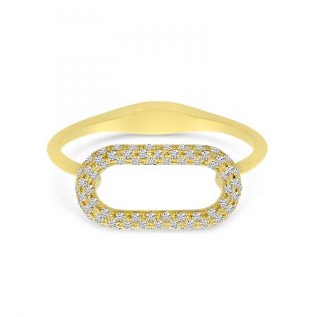 14K Yellow Gold Open Link Diamond Textured Ring