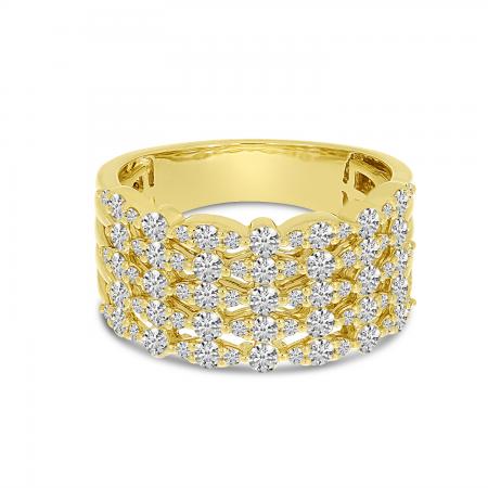 14K Yellow Gold 5-Row Diamond Wide Band