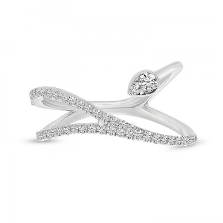 14K White Gold Diamond Twist Peek-a-boo Fashion Ring