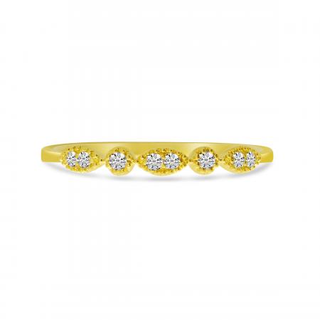 14K Yellow Gold Diamond Millgrain Stacking Ring