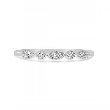 14K White Gold Diamond Millgrain Stacking Ring