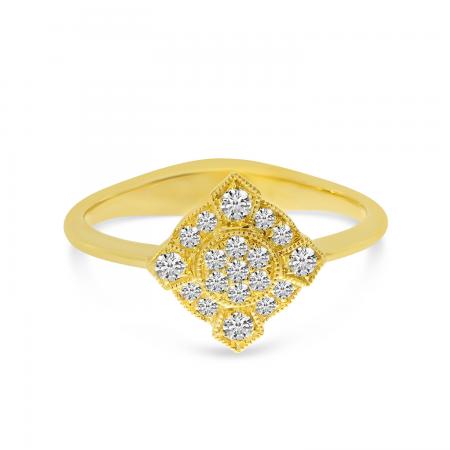 14K Yellow Gold Diamond Art Deco Ring