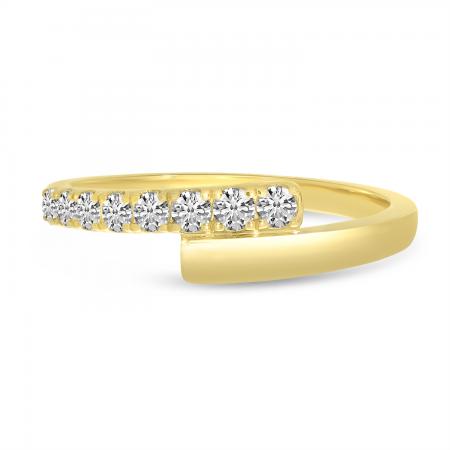 14K Yellow Gold Diamond Crossover Bypass Ring