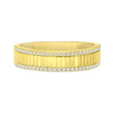 14K Yellow Gold Diamond Fluted Band Ring