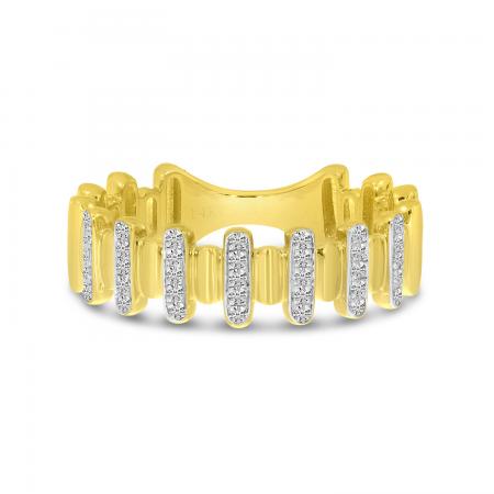 14K Yellow Gold Textured Diamond Bar Band