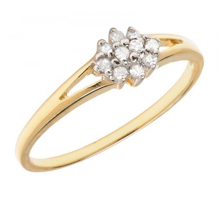 10K Yellow Gold Diamond Cluster Ring