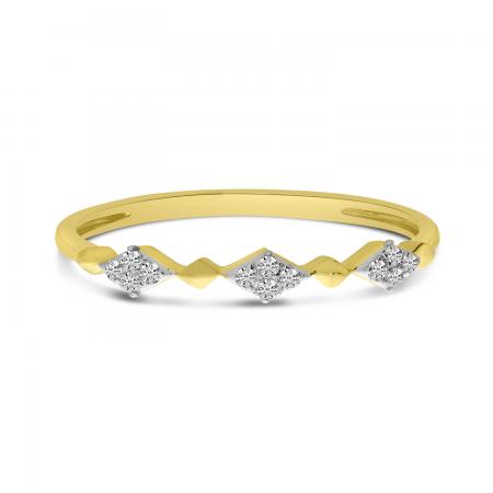 14K Yellow Gold Diamond Cluster Beaded Ring