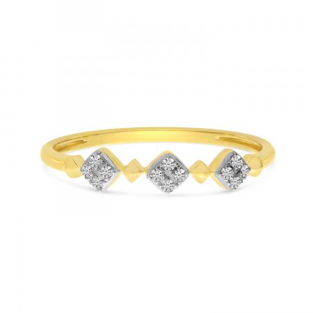 14K Yellow Gold Diamond Cluster Beaded Ring