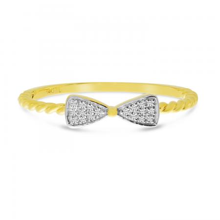 14K Yellow Gold Diamond Bowtie Twist Band Ring