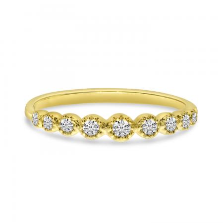 14K Yellow Gold Diamond Milgrain Bezel Ring