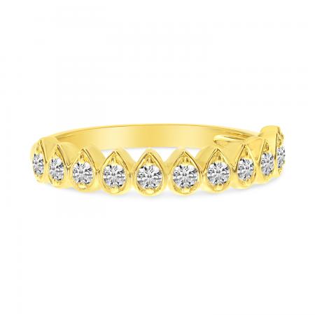 14K Yellow Gold Diamond Bezel Pear Shape Stackable Band