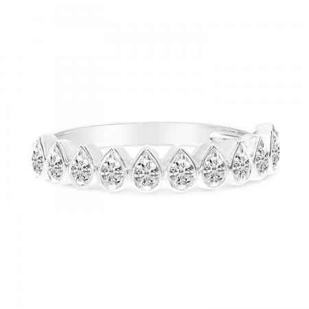 14K White Gold Diamond Bezel Pear Shape Stackable Band