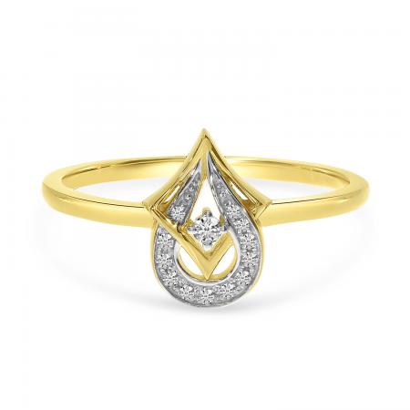 14K Yellow Gold Diamond Geometric Fashion Ring