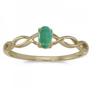 10k Yellow Gold Oval Emerald Ring