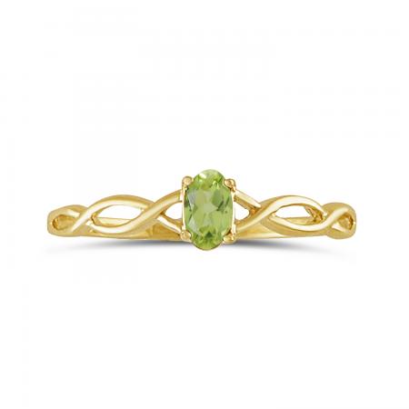 14K Yellow Gold Oval Peridot Birthstone Ring