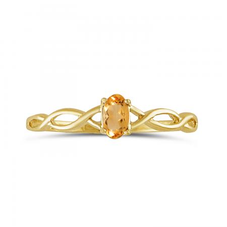 14K Yellow Gold Oval Citrine Birthstone Ring