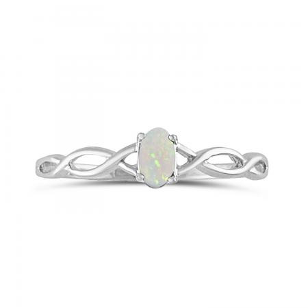 14k White Gold Oval Opal Ring