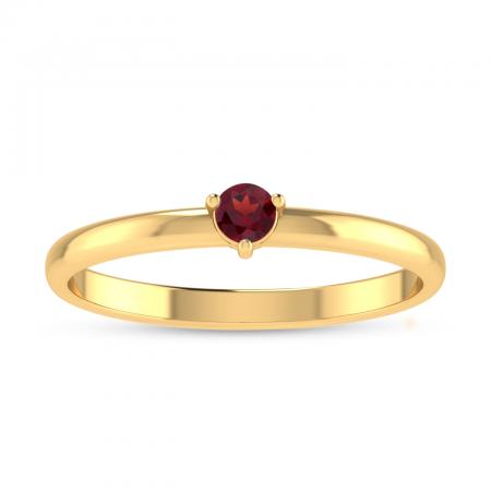 14K Yellow Gold 3mm Round Garnet Birthstone Ring