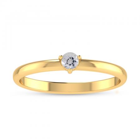 14K Yellow Gold 3mm Round White Topaz Birthstone Ring