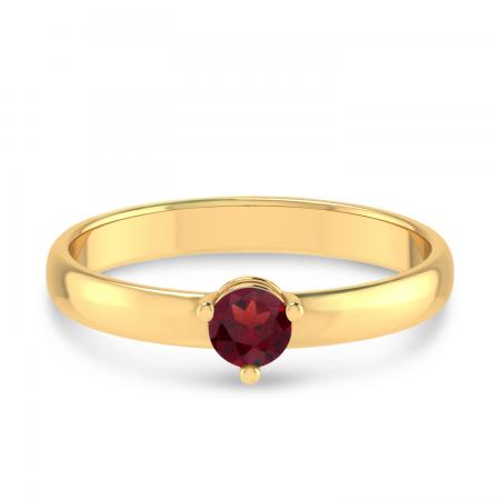 14K Yellow Gold 4mm Round Garnet Birthstone Ring