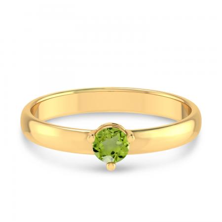 14K Yellow Gold 4mm Round Peridot Birthstone Ring