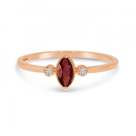 14K Rose Gold Marquise Garnet Birthstone Ring