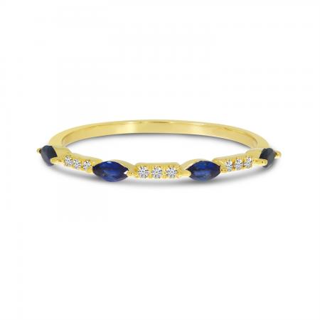 14K Yellow Gold Marquise Sapphire and Diamond Band