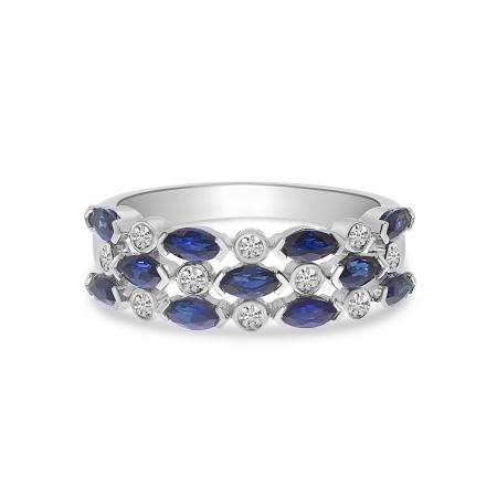 14k White Gold Pear Marquise Sapphire And Diamond Band