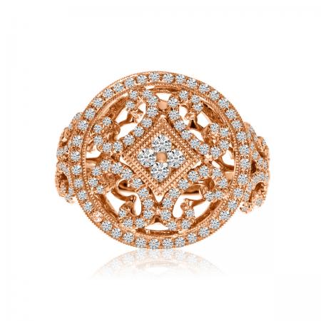 14K Rose Gold .83 Ct Diamond Round Invisible Set Ring