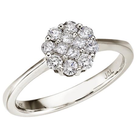 14K White Gold Diamond Clustaire Ring