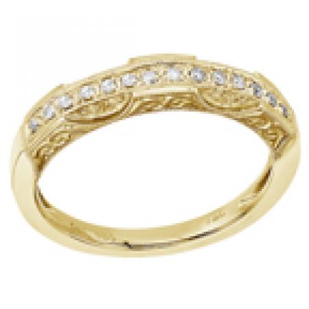 14K Yellow Gold Filigree Diamond Band Ring