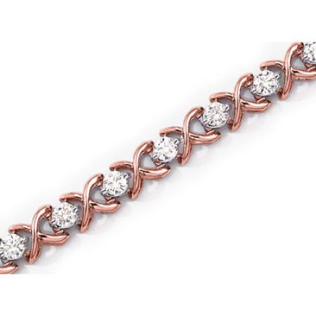 14K Rose Gold 4.0 ct Diamond XO Bracelet