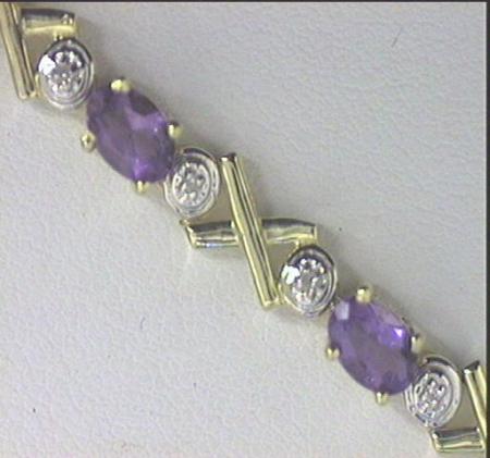 14K White Gold Amethyst and Diamond Tennis Bracelet